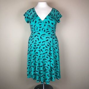 Torrid feather pattern Faux Wrap Dress